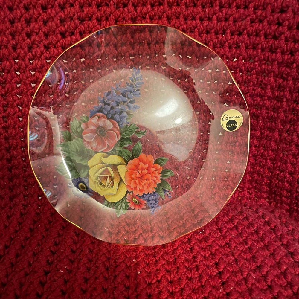 2 for $15 Beautiful Hand painted Chance Glass Plate